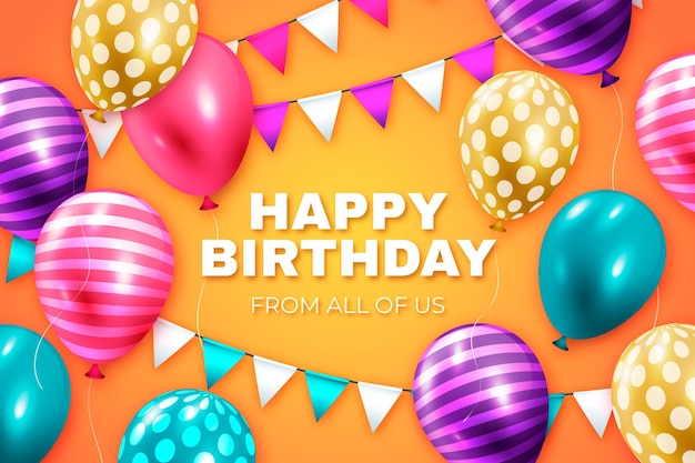 Fondo realista de cumpleaños con globos
