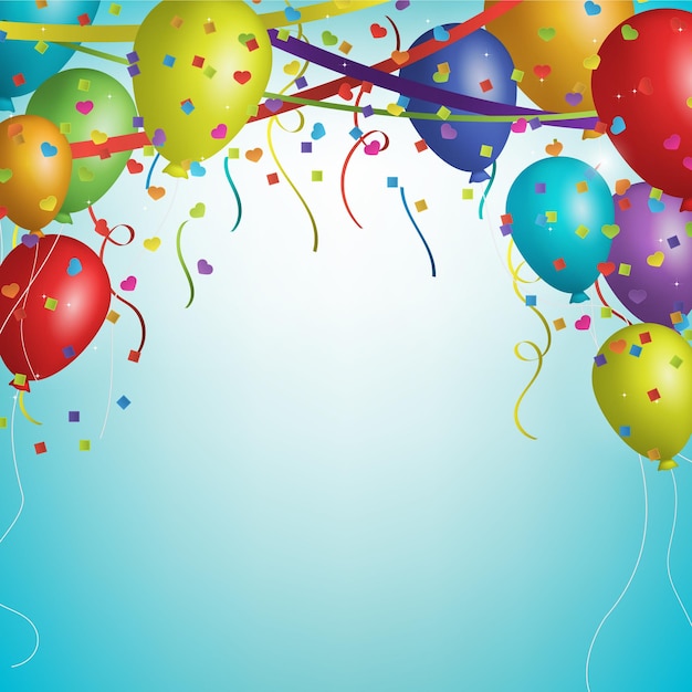 Fondo realista de cumpleaños con globos