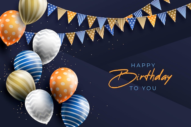 Fondo realista de cumpleaños con globos
