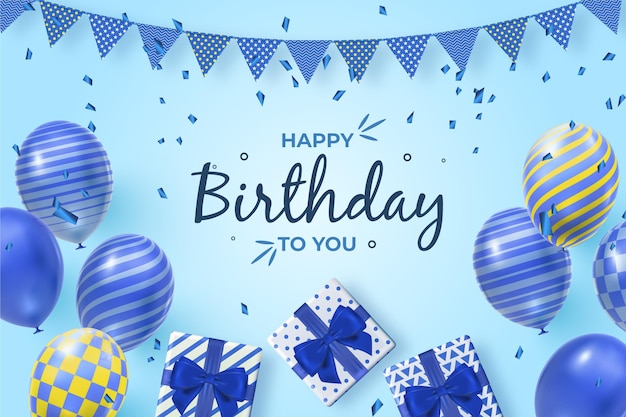 Fondo realista de cumpleaños con globos