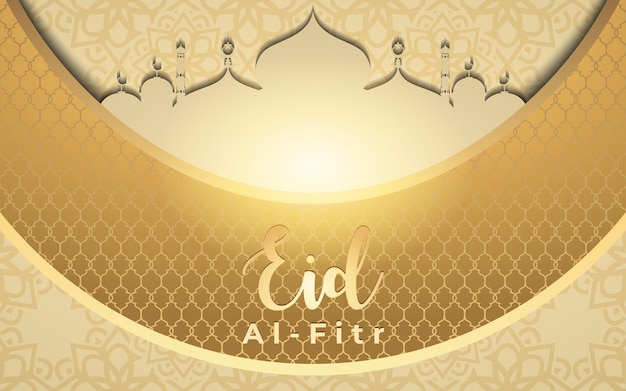 Vector fondo realista de eid mubarak con efecto dorado