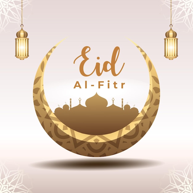 Vector fondo realista de eid mubarak con efecto dorado