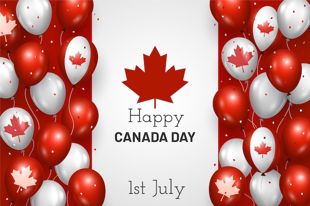 Fondo realista de globos del día de Canadá