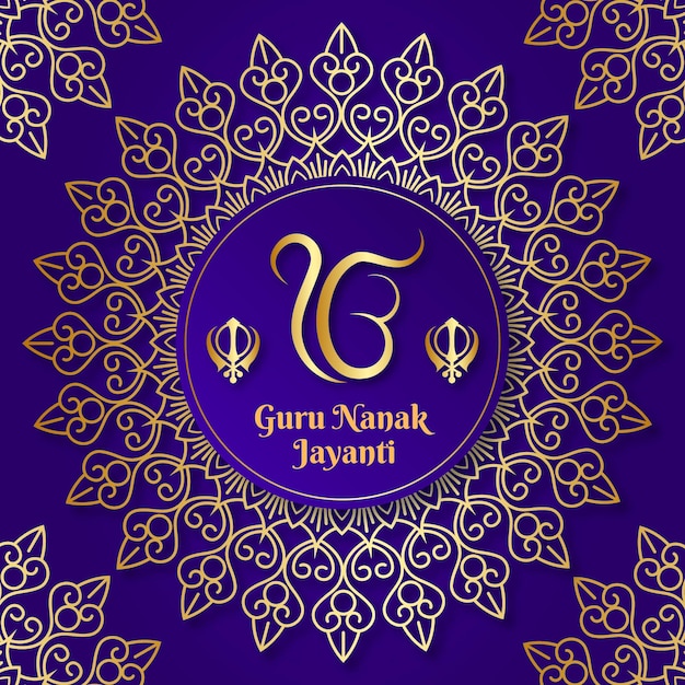 Fondo realista de guru nanak jayanti con mandala