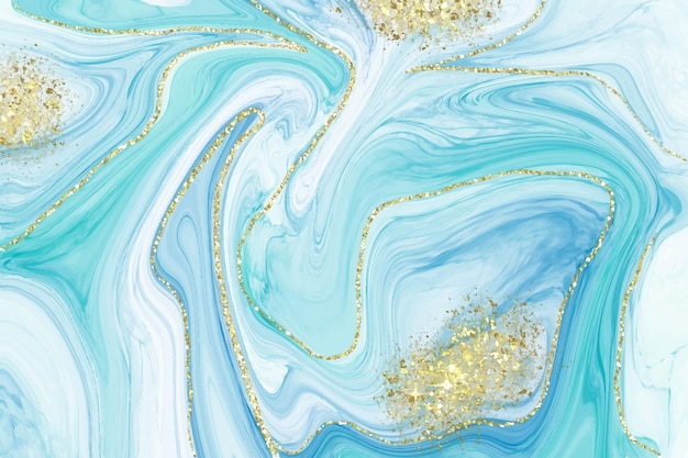 Fondo realista de mármol líquido con oro