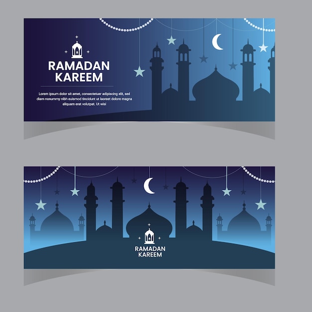 Fondo realista de Ramadan Kareem con adorno de luna y linterna en el marco islámico superior Premium