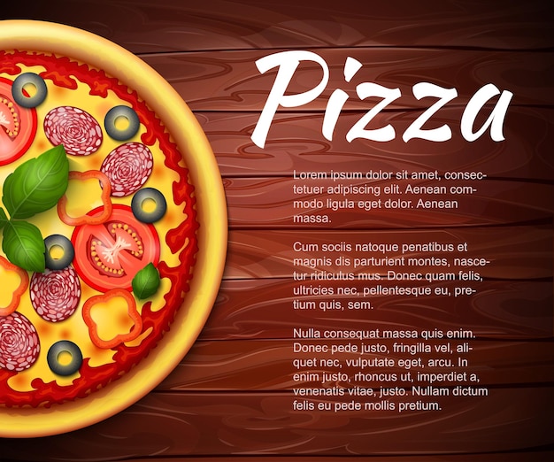 Vector fondo realista del vector de la receta o del menú de la pizza