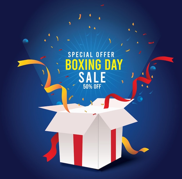 fondo realista de venta de boxing day con diseño vectorial