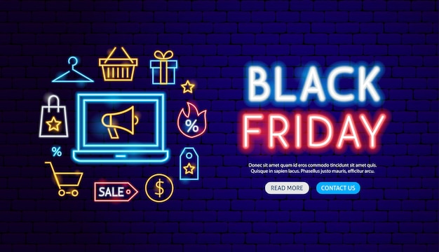 Fondo de rebajas de black friday en neón