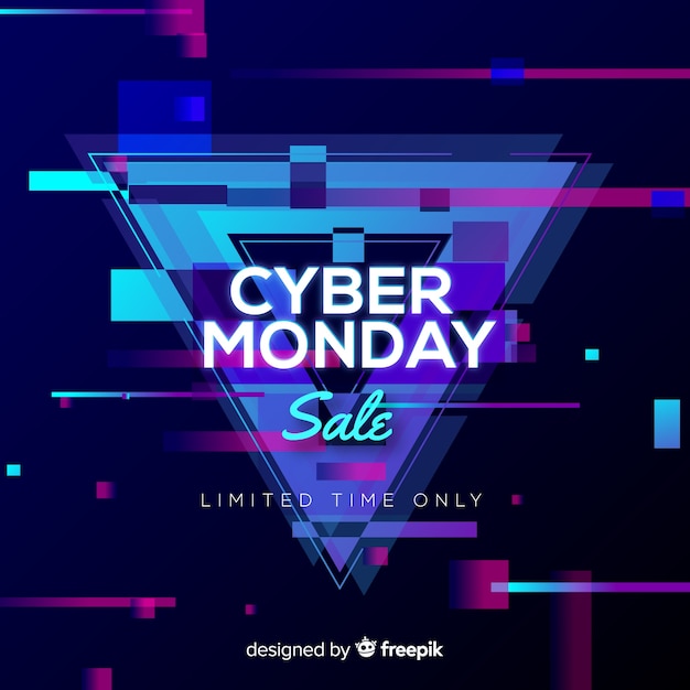 Fondo rebajas de cyber monday en estilo neón