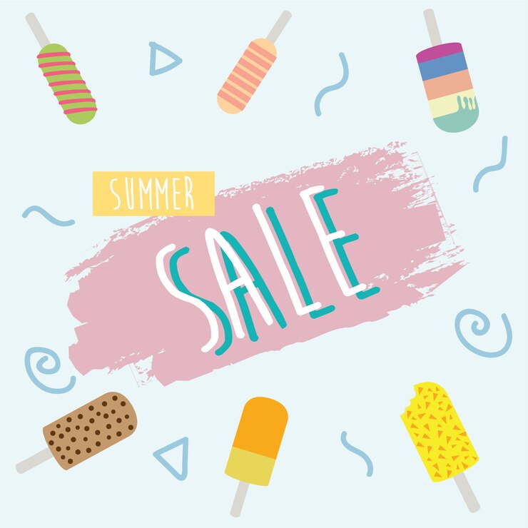 Fondo de rebajas de verano con helado
