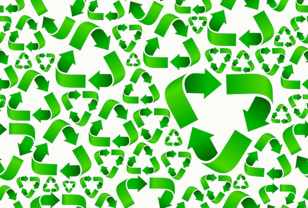 Fondo de reciclaje verde sin costuras Patrón sin costuras con símbolos de reciclado Diseño ecológico
