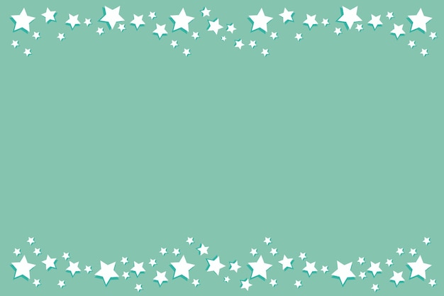 Vector fondo rectangular verde pastel con un marco de estrellas blancas