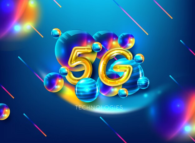 Fondo de red de conexión inalámbrica a internet 5G