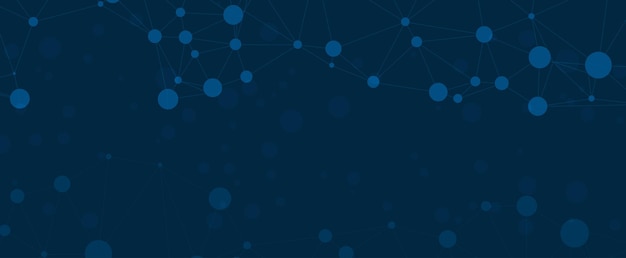 Fondo de red de datos abstracto con puntos y líneas conectados en tono azul oscuro adecuado para conceptos técnicos