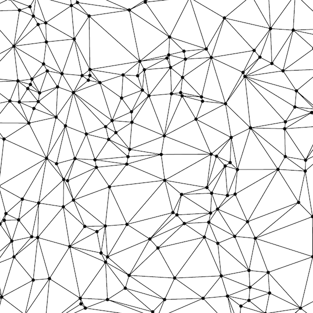 Fondo de red geométrica abstracta con puntos y líneas negras interconectadas Polígono minimalista
