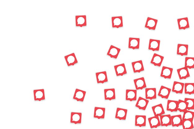 Fondo de redes sociales con burbujas de notificación de chat en iconos. Comunicación en la red global. Ilustración vectorial para la página del blog de marketing de redes sociales. Notificaciones de icono de chat aisladas en blanco.