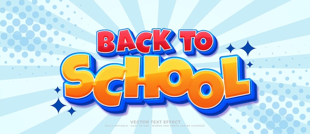 Fondo de regreso a la escuela con estilo de texto editable vectorial