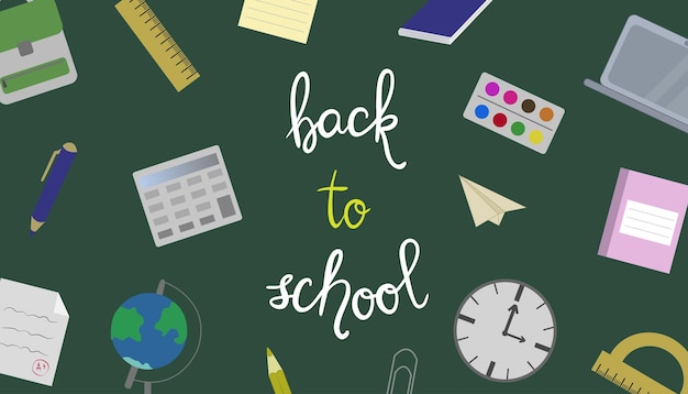 Fondo de regreso a la escuela. Ilustración de vector de tarjetas, carteles, volantes, webs.