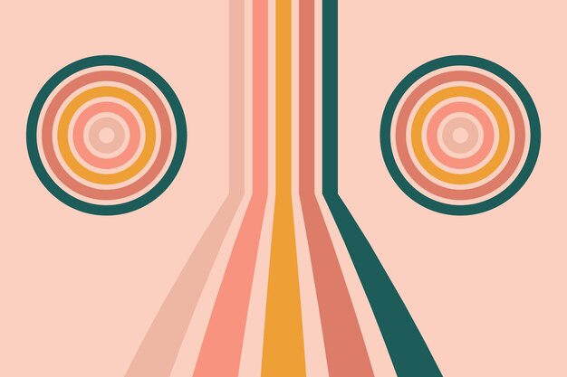 Vector fondo de remolino de arco iris abstracto retro estilo de diseño vectorial de los años 1960 y 1970