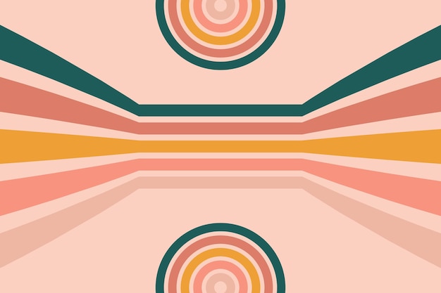 Fondo de remolino de arco iris abstracto retro estilo de diseño vectorial de los años 1960 y 1970