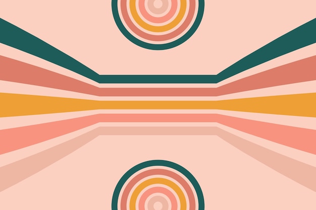 Fondo de remolino de arco iris abstracto retro estilo de diseño vectorial de los años 1960 y 1970