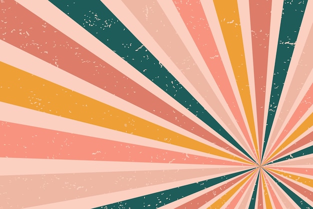 Fondo de remolino de arco iris abstracto retro estilo de diseño vectorial de los años 1960 y 1970