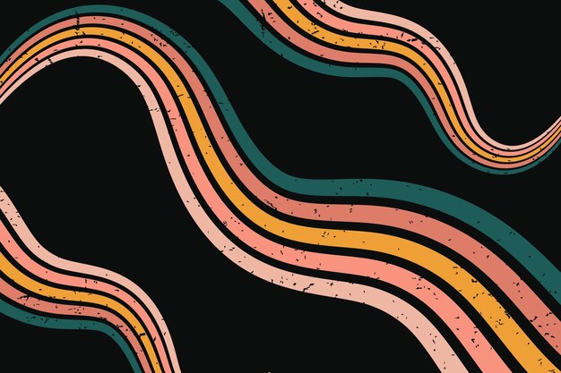 Fondo de remolino de arco iris abstracto retro estilo de diseño vectorial de los años 1960 y 1970