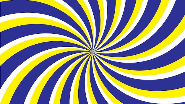 Fondo de remolino hipnótico diseño de espiral azul amarillo y blanco vector ilustración vectorial abstracta