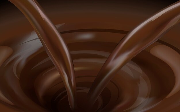 Fondo de remolino de salsa de chocolate en ilustración 3d