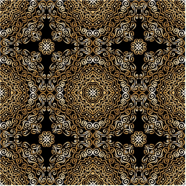 Fondo de remolinos abstractos de patrones sin fisuras de mandala de lujo
