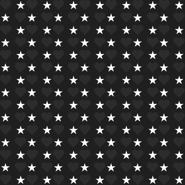 Vector fondo de repetición de patrón de corazones de chevron blanco y negro