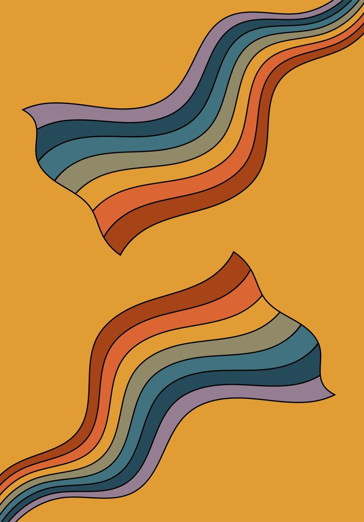 Vector fondo retro de los años 70 fondo vintage abstracto ilustración vectorial en estilo lineal simple