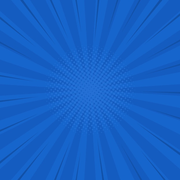 Fondo retro azul de cómics con esquinas de semitono Telón de fondo de verano Ilustración vectorial en estilo retro pop art para diseño de publicidad de carteles de cómics