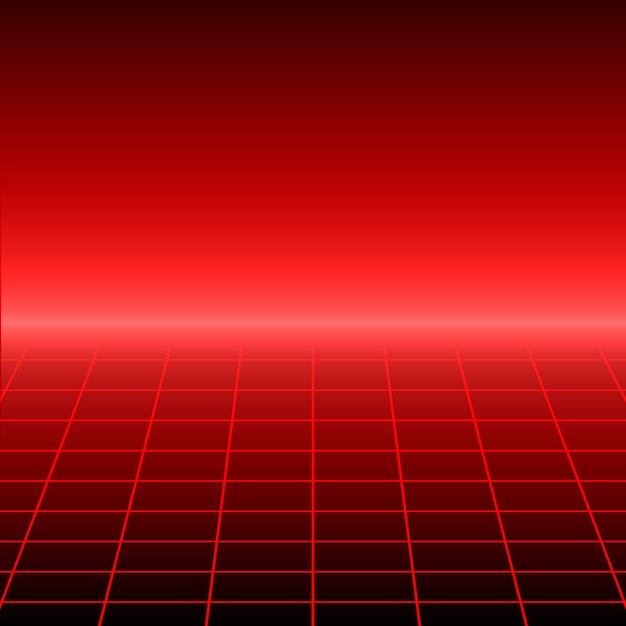 Fondo retro con cuadrícula de perspectiva.