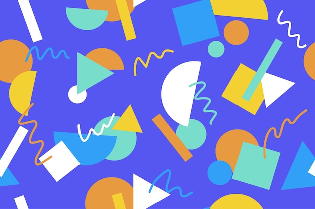 Fondo retro de estilo memphis colorido de patrones sin fisuras de los años 90 o vector de papel tapiz retro de los años 80