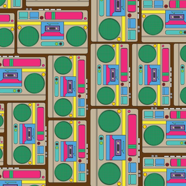 Fondo retro sin fisuras con boom-box