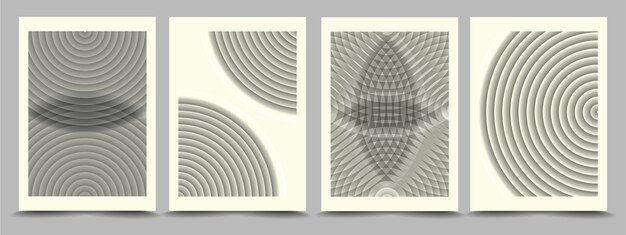 Fondo retro de patrón geométrico en blanco y negro Conjunto de líneas vintage en fondo beige