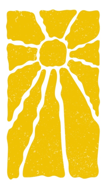 Fondo retro vertical con sol brillante en el estilo de los años 60 y 70 gráfico de color amarillo de moda