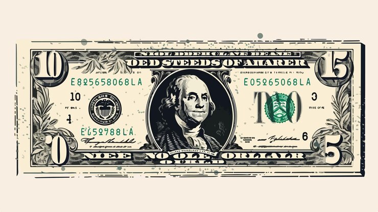Vector fondo retro vintage con billetes en efectivo de un dólar