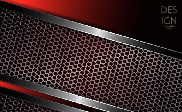 Fondo rojo abstracto con marcos de metal de malla de textura con bordes brillantes