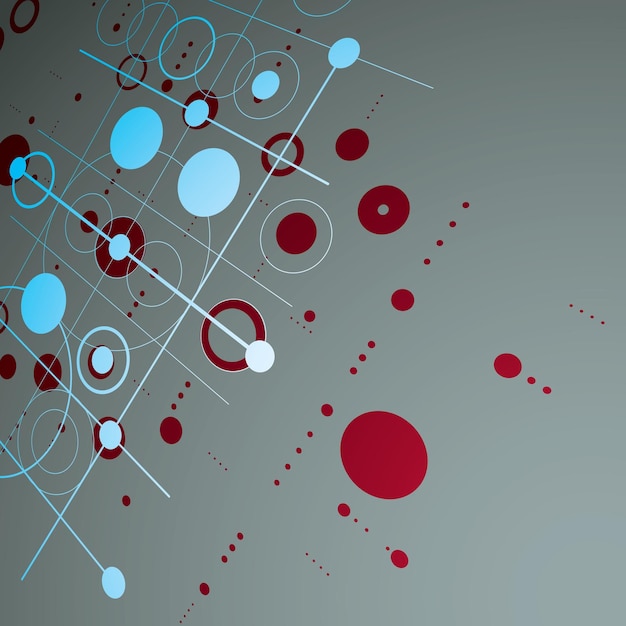 Fondo rojo abstracto vectorial 3D creado en estilo retro Bauhaus. La composición geométrica moderna dimensional se puede utilizar como plantillas y diseños.