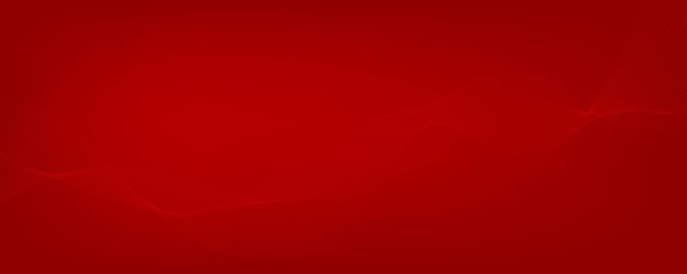Fondo rojo abstracto vectorial con líneas y partículas de ondas rojas dinámicas