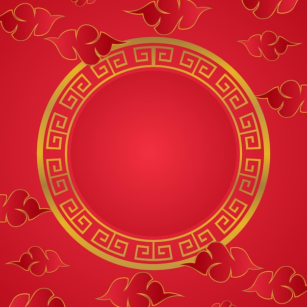 fondo rojo del Año Nuevo chino con un ornamento circular y un icono de nube área de espacio de copia gratuita