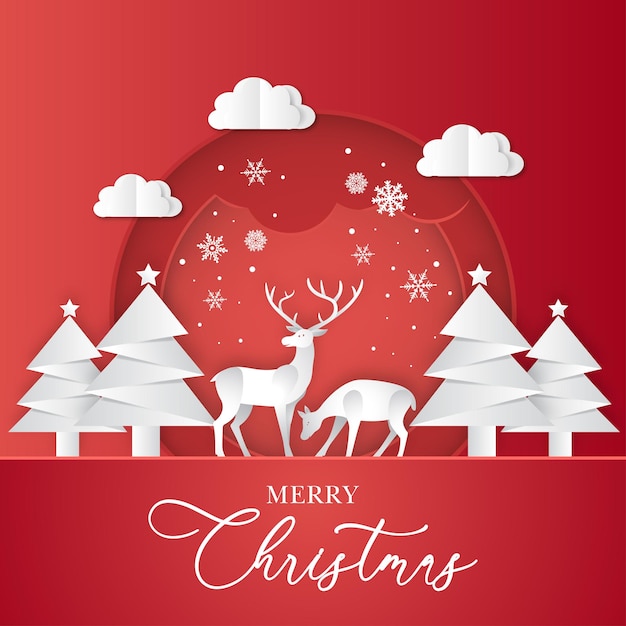 El fondo rojo de la artesanía de papel de Navidad