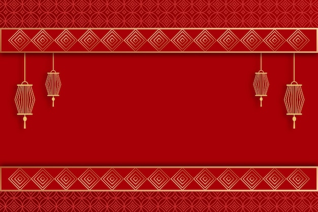 Fondo rojo chino tradicional con área de espacio de copia