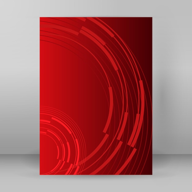 Fondo rojo círculo líneas diseño portada página A4
