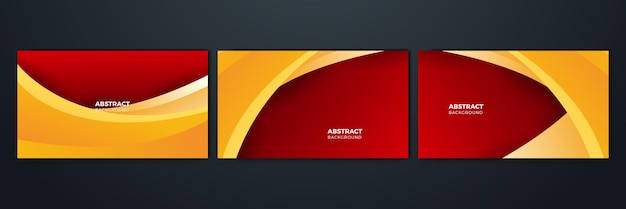 Fondo rojo con composición de color naranja y amarillo en abstracto. Se pueden usar fondos abstractos con una combinación de líneas y puntos circulares para sus banners publicitarios, plantilla de banner de venta y más