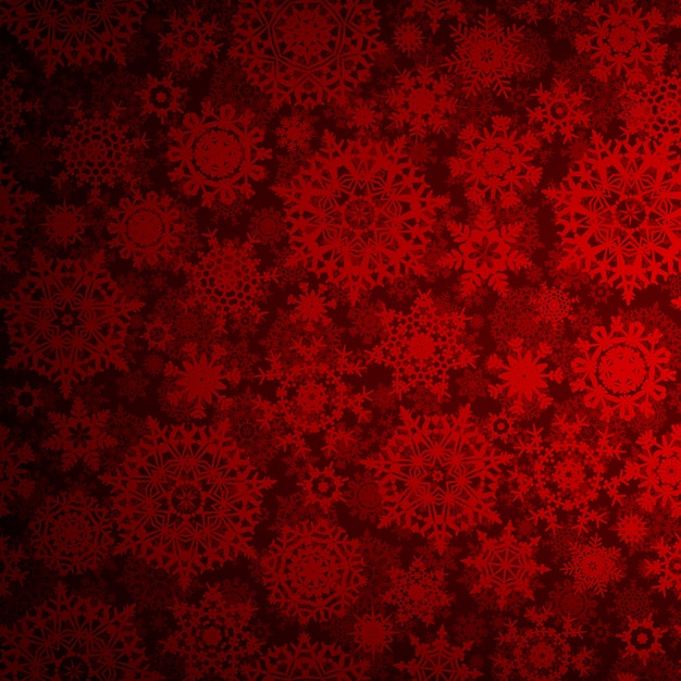 Fondo rojo del copo de nieve de Navidad.