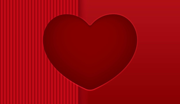 Fondo rojo elegante con un recorte en forma de corazón con un efecto de papel en capas ideal para